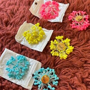 Shoe clips 3 sets from 1960’s yellow pink & blue